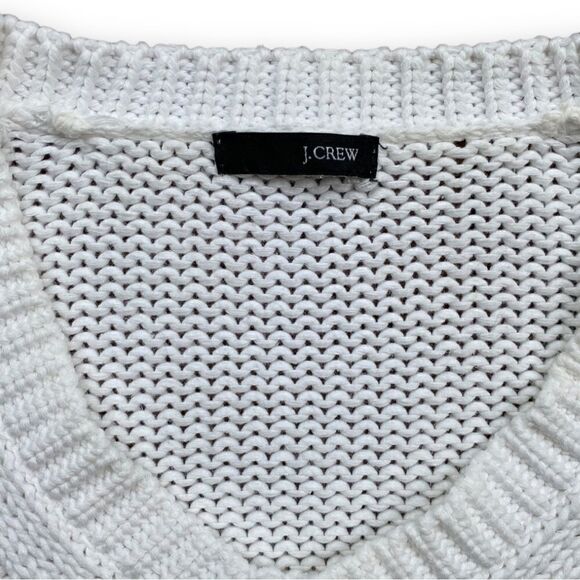 J Crew White Knit Crew Neck Loose Knit Sweater - Picture 6 of 9